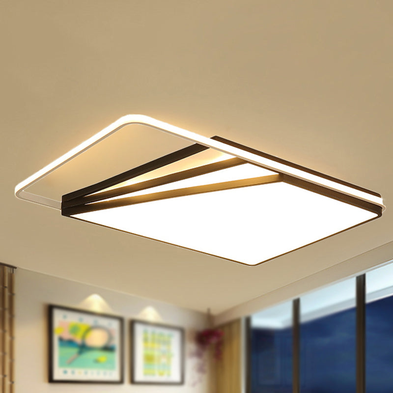 Modern Multi - Layer Flush Mount Ceiling Light - Metal Led Wide 18’/23.5’/35.5’ Black Bedroom
