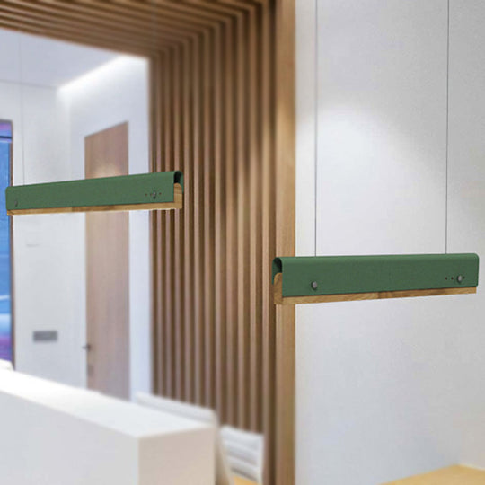 Modern Wood And Metal Rectangle Ceiling Pendant Light - 23.5’/35.5’/47’ Wide 1