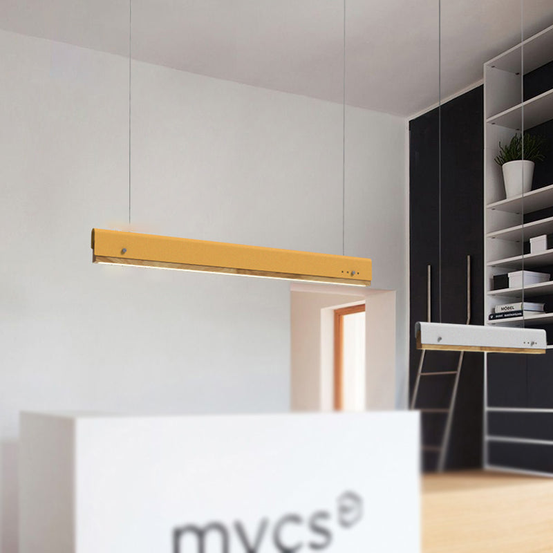 Modern Wood And Metal Pendant Light - Rectangle Shape 23.5/35.5/47 Wide 1 White/Pink/Yellow Colo(U)R