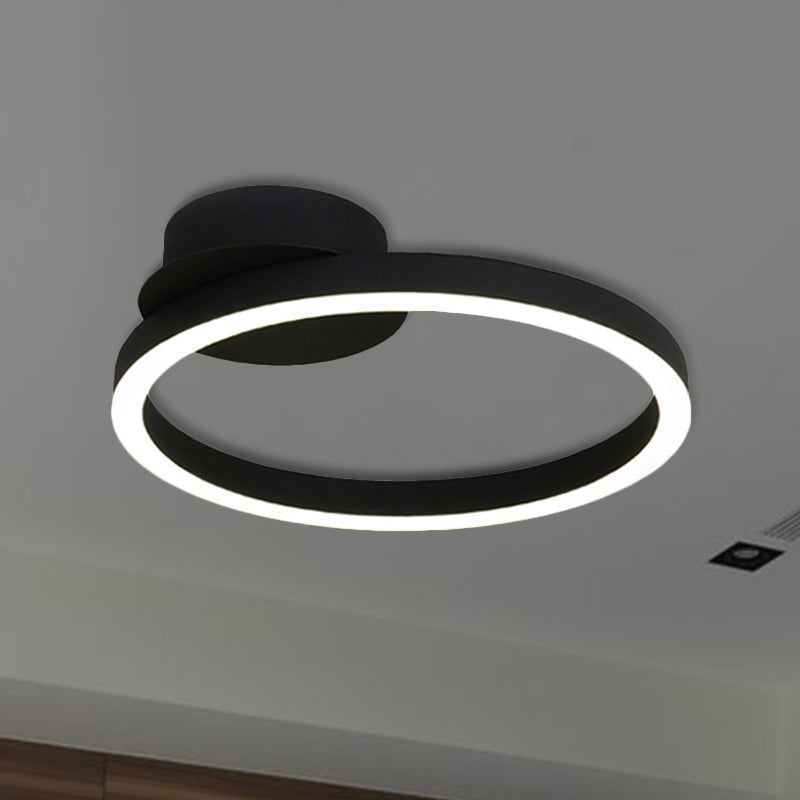 Contemporary Led Acrylic Ceiling Flush Light Fixture In Black/Brown 1/2/3 - Ring Warm/White/Natural