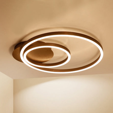 Contemporary Led Acrylic Ceiling Flush Light Fixture In Black/Brown 1/2/3 - Ring Warm/White/Natural