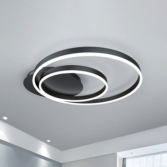 Contemporary Led Acrylic Ceiling Flush Light Fixture In Black/Brown 1/2/3 - Ring Warm/White/Natural