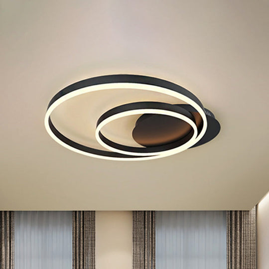 Contemporary Led Acrylic Ceiling Flush Light Fixture In Black/Brown 1/2/3 - Ring Warm/White/Natural