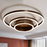 Contemporary Led Acrylic Ceiling Flush Light Fixture In Black/Brown 1/2/3 - Ring Warm/White/Natural