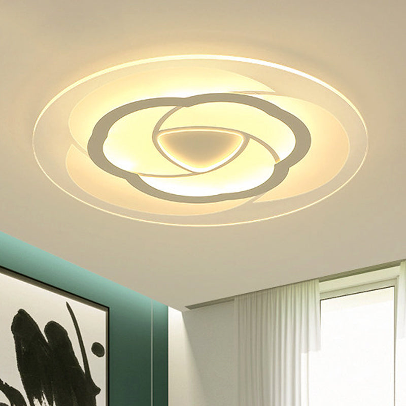 Modern Floral Flushmount Led Ceiling Light In Warm/White 16/19.5/23.5 Wide White / 16 Warm