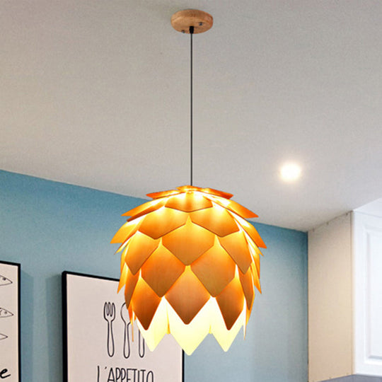 Pinecone Pendant Lighting Lodge Style Wood Adjustable Ceiling Light In Beige - 10/12 Width 1 Perfect
