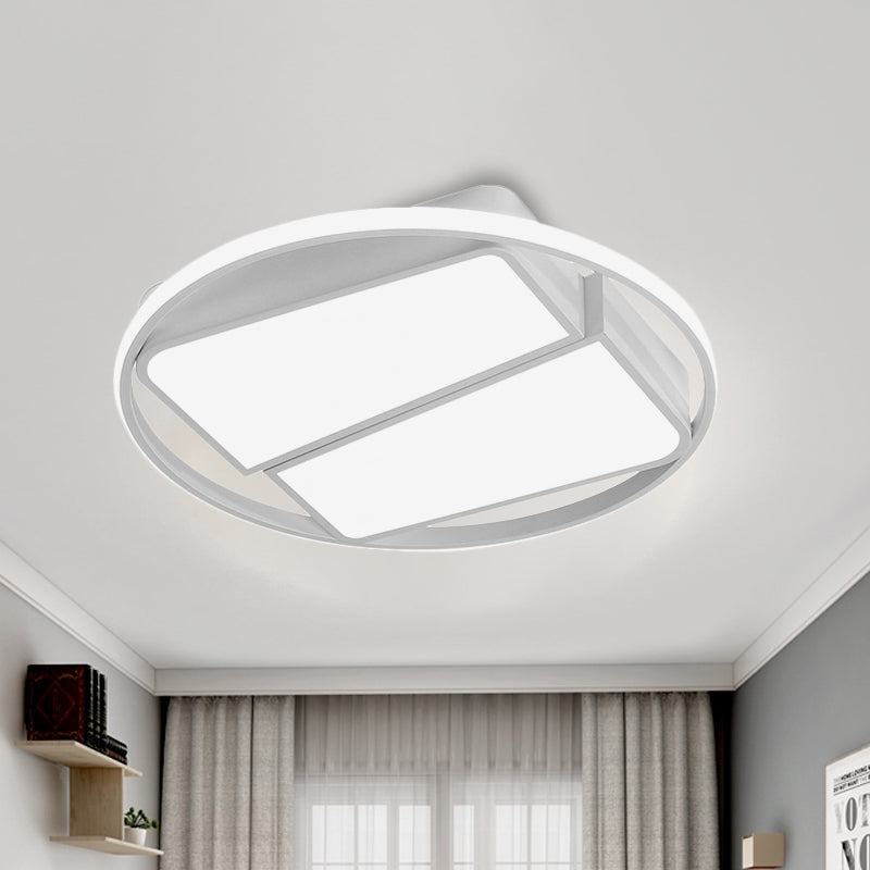 Modern Metal Black/White Led Ceiling Mount Light - 2 - Trapezoid Design 16’/19.5’ Wide Flush