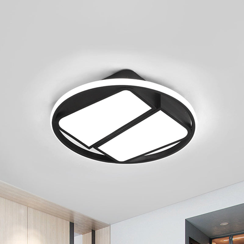 Modern Metal Black/White Led Ceiling Mount Light - 2 - Trapezoid Design 16’/19.5’ Wide Flush