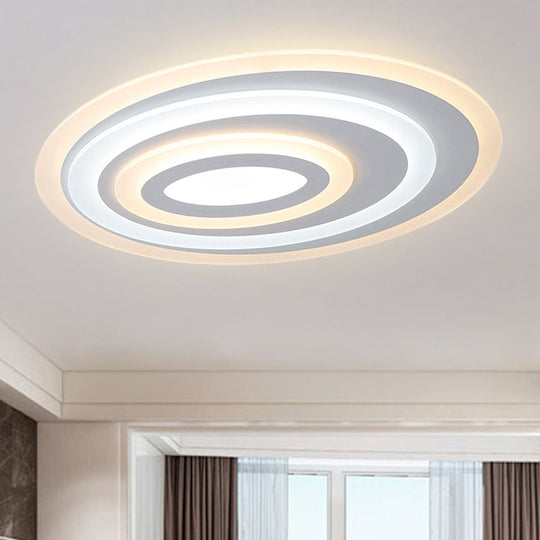 16’/19.5/25.5’ Wide Oval Acrylic Flush Lamp - Contemporary Led White Mount Ceiling Fixture