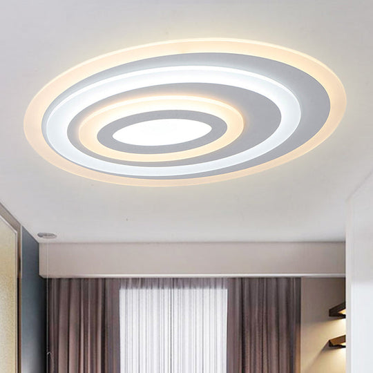 16/19.5/25.5 Wide Oval Acrylic Flush Lamp - Contemporary Led White Mount Ceiling Fixture Warm/White