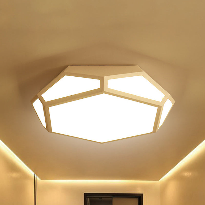 16.5’/20.5’ Metal Geometric Flush Mount Ceiling Light With Acrylic Shade In Nordic Black/White