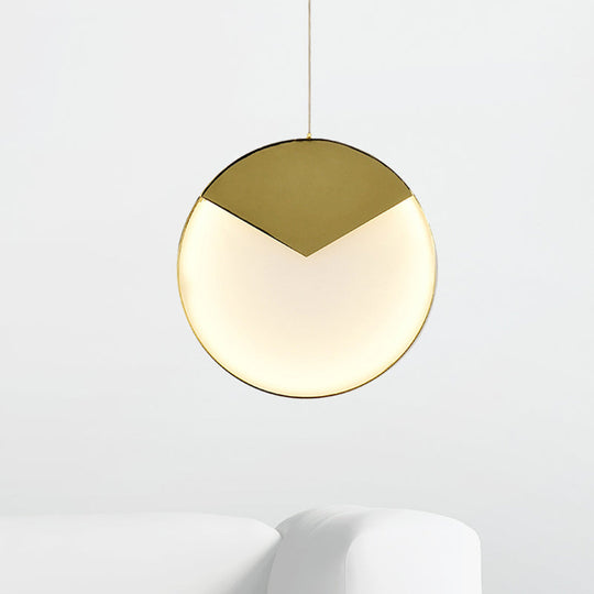 Led Gold Milk Glass Pendant Ceiling Lamp For Modern Living Room’