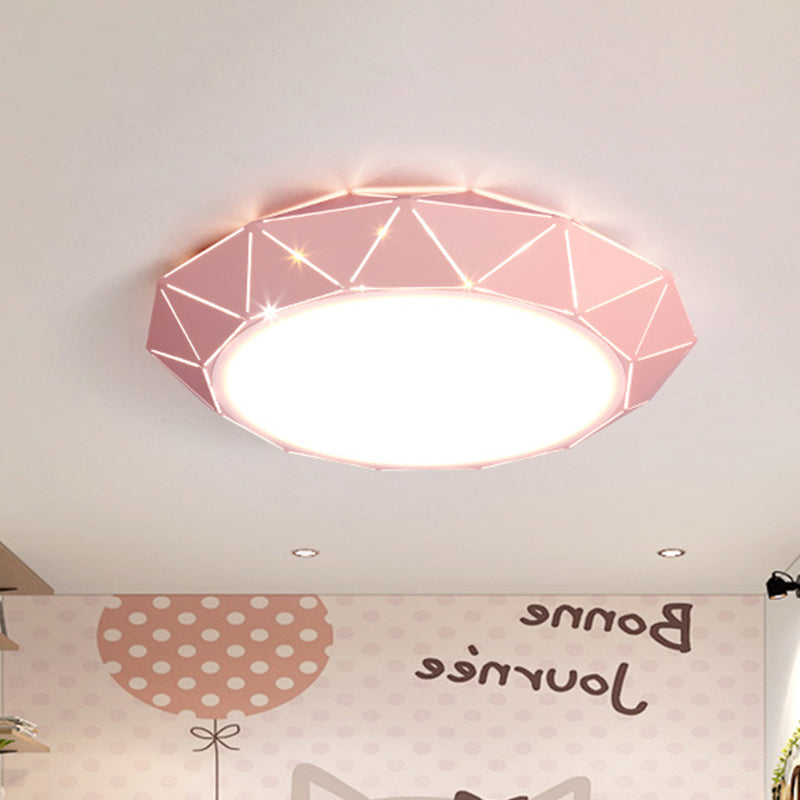 Sleek Ufo Girl Bedroom Led Ceiling Light - Acrylic Metal Nordic Flushmount Pink