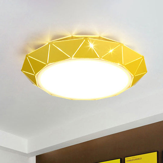 Sleek Ufo Girl Bedroom Led Ceiling Light - Acrylic Metal Nordic Flushmount Yellow