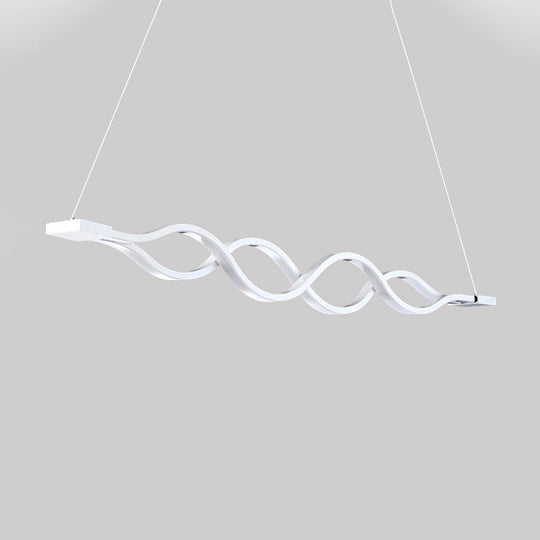 Modern Led Acrylic Ceiling Pendant Light Over Island (25.5/39) - White Wavy Design