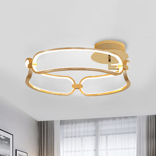 Contemporary Led Gold Flush Ceiling Light: 18’/23.5’/31.5’ Wide Acrylic Fixture In