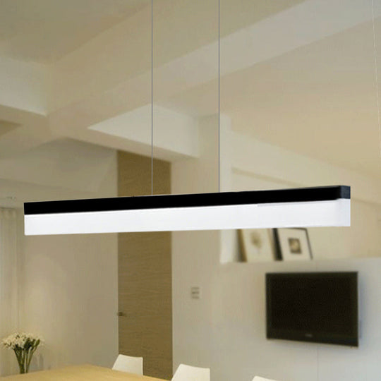 Sleek Black/White/Brown Linear Pendant Led Light In Warm/White/Natural 31.5’/39’/47’ Wide