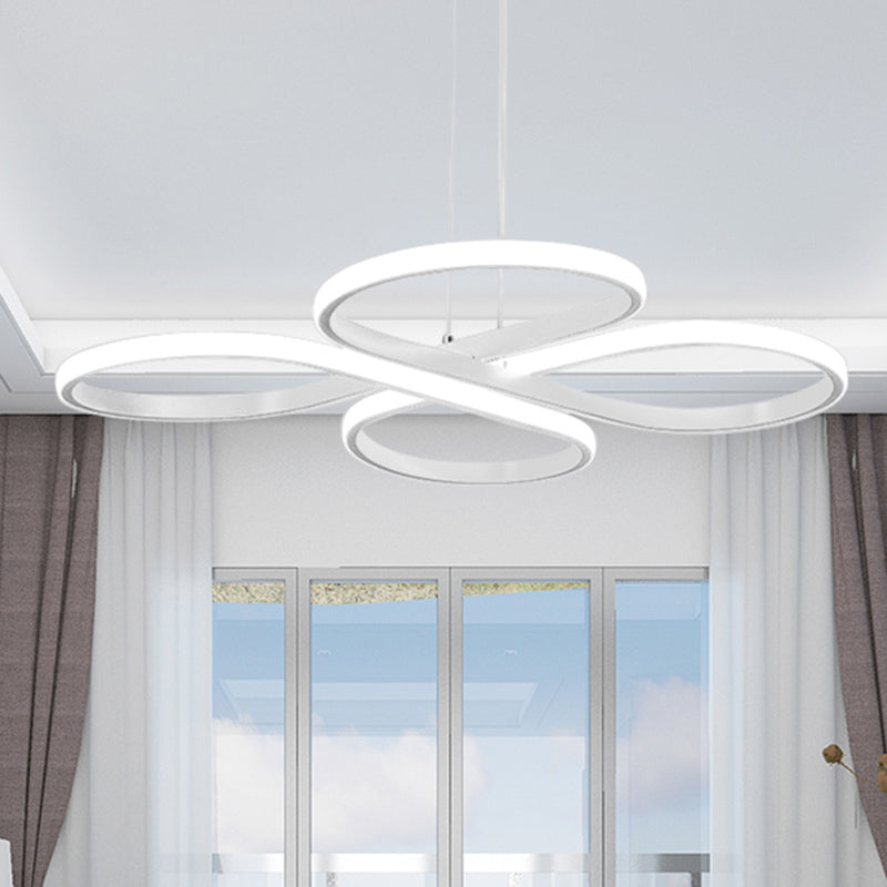 Modern Led Acrylic Chandelier Pendant - White/Gold Floral Ceiling Light Fixture Warm/White 19/23/29