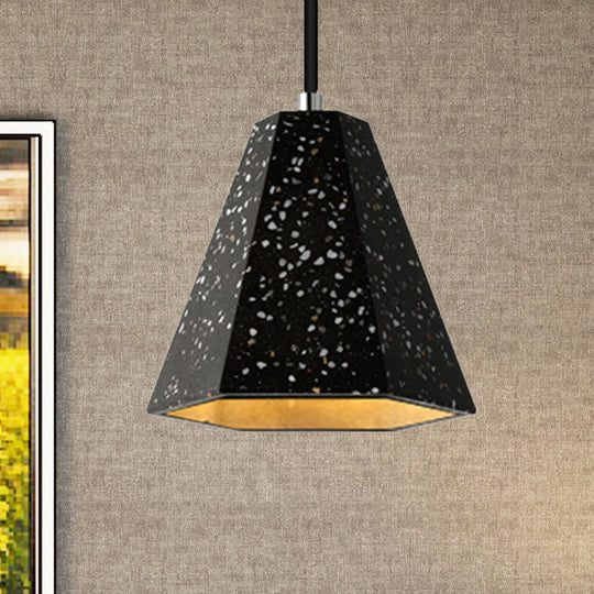 Geometric Cement Pendant Lighting - Simplicity Black/White/Yellow Hanging Light