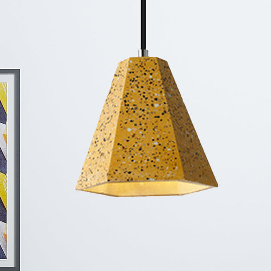 Geometric Cement Pendant Light - 1 Simplicity Hanging (Black/White/Yellow) Yellow