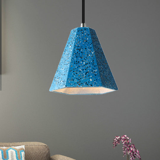 Geometric Cement Pendant Light - 1 Simplicity Hanging (Black/White/Yellow)