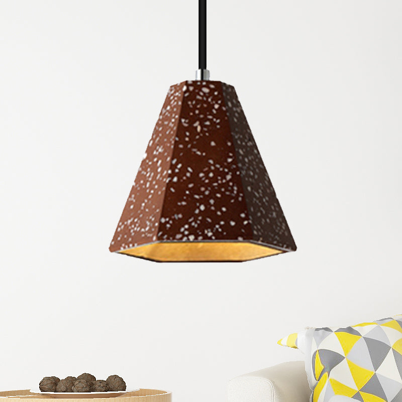 Geometric Cement Pendant Light - 1 Simplicity Hanging (Black/White/Yellow)