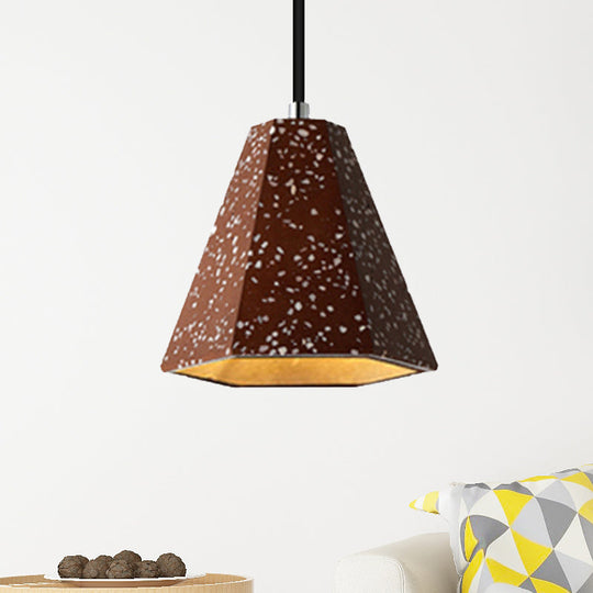 Geometric Cement Pendant Light - 1 Simplicity Hanging (Black/White/Yellow)