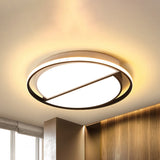 Contemporary Black Metal Flush Mount Lamp With Led Ceiling Fixture For Bedroom 2 Sizes Available