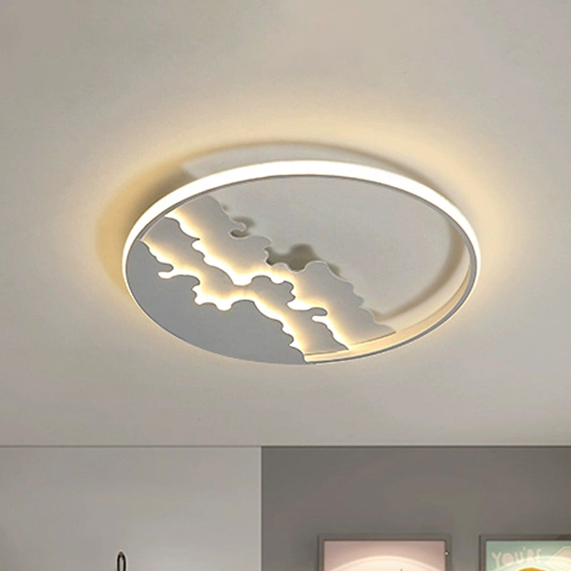 Led Bedroom Flush Light - 16/19.5/23.5 Dia Ceiling Mounted Lamp In White/Black Warm/White White / 16