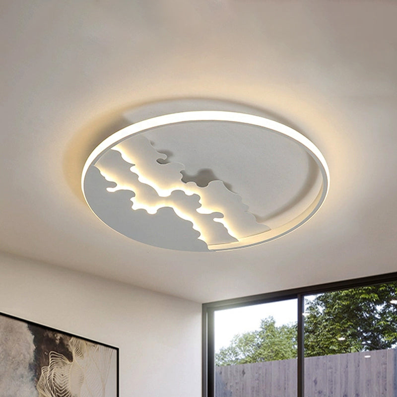 Led Bedroom Flush Light - 16’/19.5’/23.5’ Dia Ceiling Mounted Lamp In White/Black Warm/White