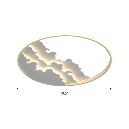 Led Bedroom Flush Light - 16’/19.5’/23.5’ Dia Ceiling Mounted Lamp In White/Black Warm/White