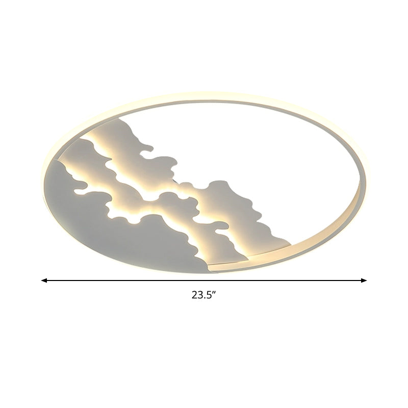 Led Bedroom Flush Light - 16’/19.5’/23.5’ Dia Ceiling Mounted Lamp In White/Black Warm/White