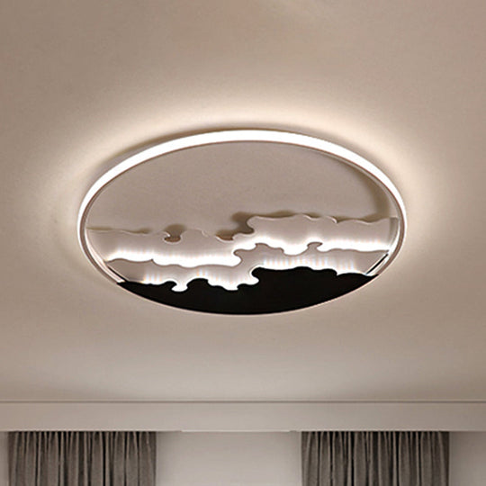 Led Bedroom Flush Light - 16/19.5/23.5 Dia Ceiling Mounted Lamp In White/Black Warm/White