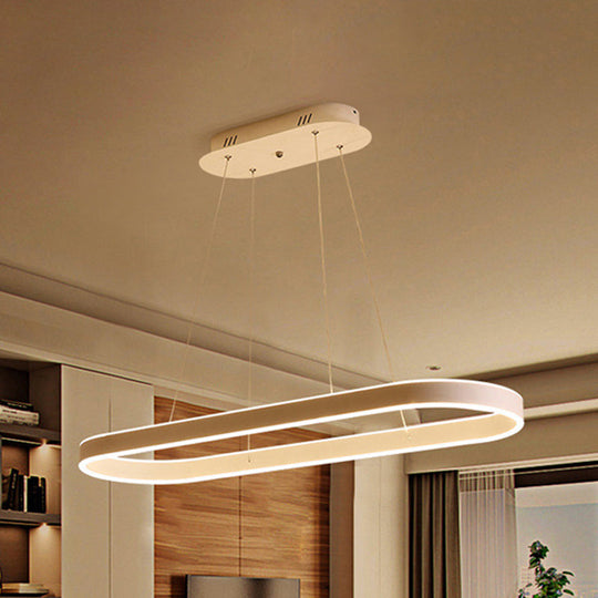 Gold/White Oval Suspension Pendant Led Ceiling Light - 31.5’’/39’’/47’’ Wide Minimalist