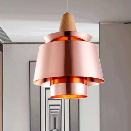 Modern 1-Head Dining Room Suspension Light With Tapered Metal Shade - Stylish Black/White Pendant