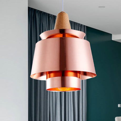 Modern 1-Head Dining Room Suspension Light With Tapered Metal Shade - Stylish Black/White Pendant
