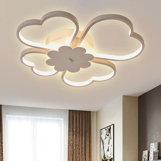 Simplicity Led Flower Ceiling Light In White/Brown - 19.5’/23.5’ Wide Warm/White/Natural