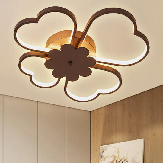 Simplicity Led Flower Ceiling Light In White/Brown - 19.5’/23.5’ Wide Warm/White/Natural