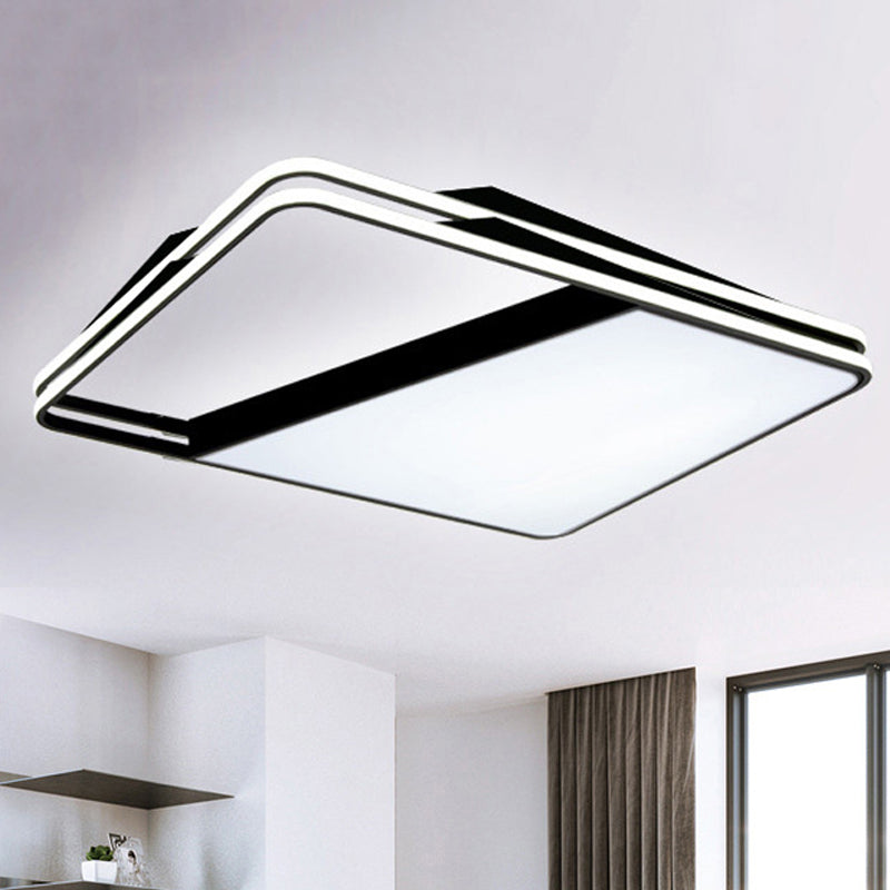 Modern Splicing Trapezoid Flush Ceiling Light - Metal Led Fixture In White/Warm 23.5’/35.5’