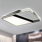 Modern Splicing Trapezoid Flush Ceiling Light - Metal Led Fixture In White/Warm 23.5/35.5 Wide Black
