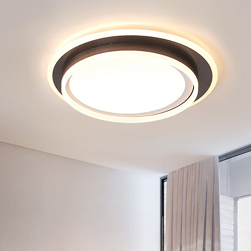 Contemporary Led Flush Mount Light Fixture - White Round 16’/19.5’ Wide Metal With Frosted