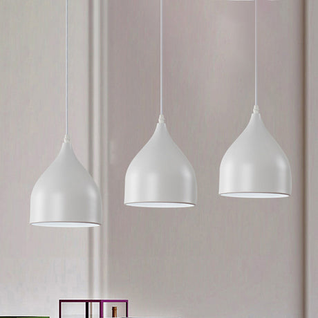 Modern Metal 3-Light Pendant In Black/White With Round/Linear Canopy White / Linear