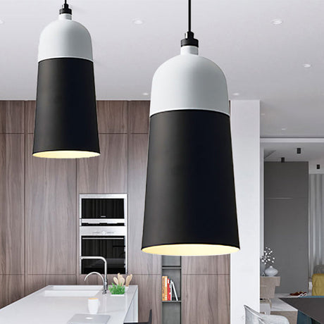 Black And White Metal Hanging Light Fixture: Modern Simple Suspension Lamp / 5.5