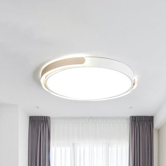 Modern Led Flush Ceiling Light With Acrylic Shade In Black/White/Champagne 15/19/23 Diameter -