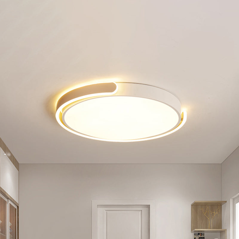 Modern Led Flush Ceiling Light With Acrylic Shade In Black/White/Champagne 15/19/23 Diameter -