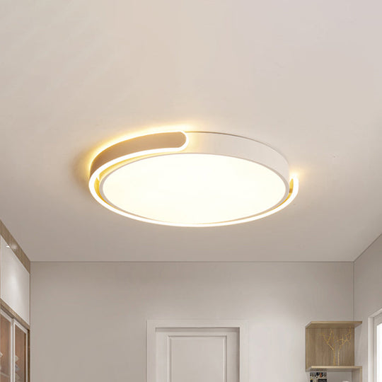 Modern Led Flush Ceiling Light With Acrylic Shade In Black/White/Champagne 15/19/23 Diameter -
