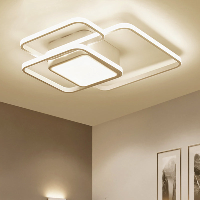 Modern Led Acrylic Ceiling Light - Square And Block Design 18/21.5/25.5 Wide Flush Mount
