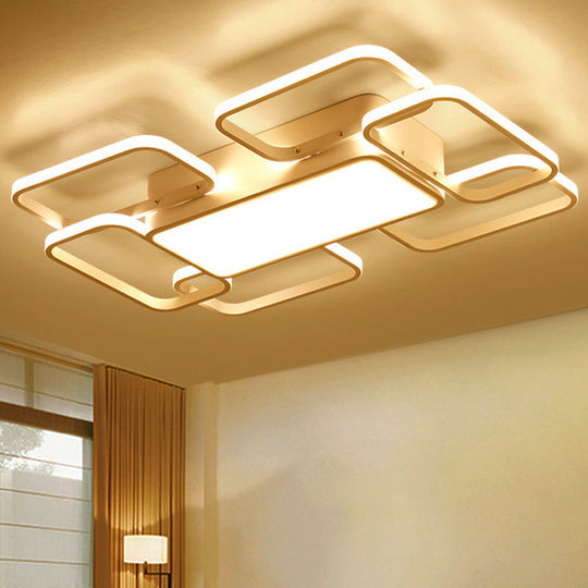 Modern Led Acrylic Ceiling Light - Square And Block Design 18/21.5/25.5 Wide Flush Mount