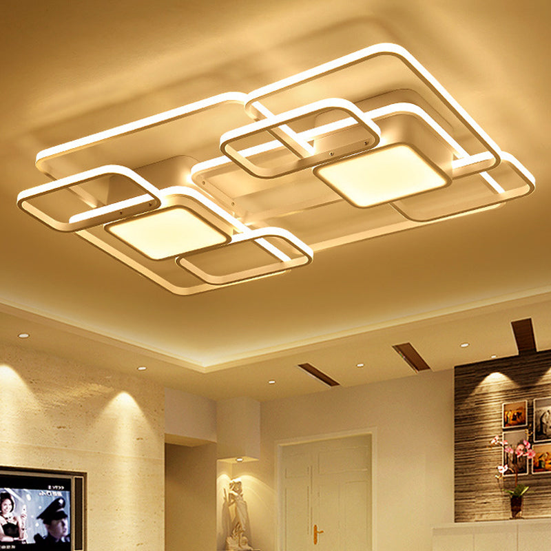 Modern Led Acrylic Ceiling Light - Square And Block Design 18/21.5/25.5 Wide Flush Mount