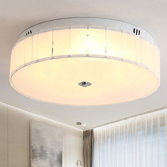 Modern Multi - Light Drum Bedroom Flush Mount Lamp With White Glass